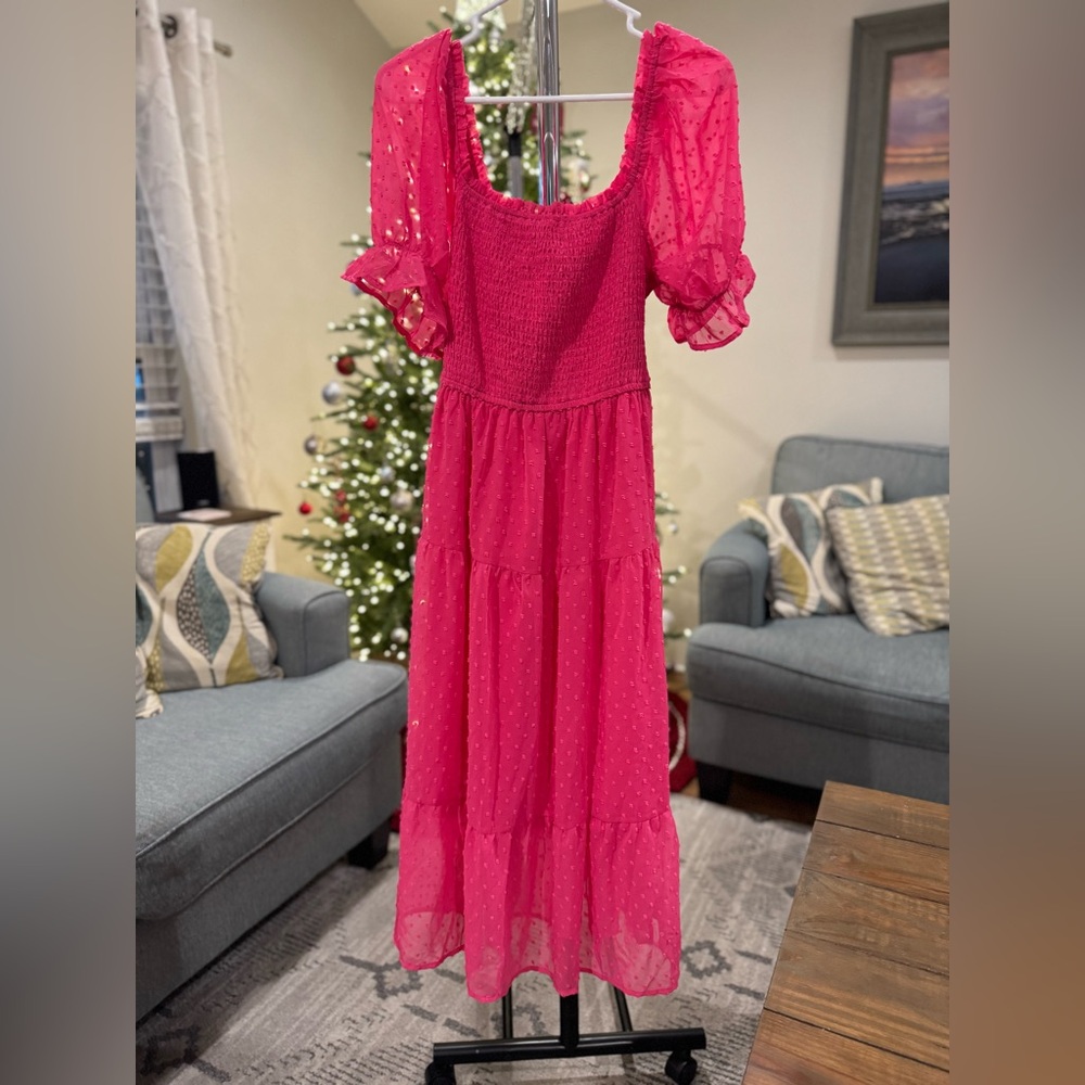 Chic Fuchsia Midi Dress